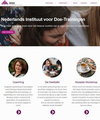 Homepage doetrainingen.nl Monique Korpershoek