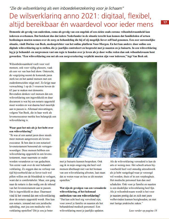 Voor-Morgen interview Dorina van Beek Vijftig+ Magazine 1